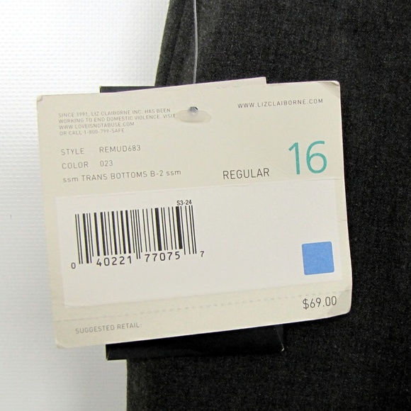 Liz Claiborne Audra Womens Pants Size 16 Grey Bootcut Career Stretch - Picture 7 of 8